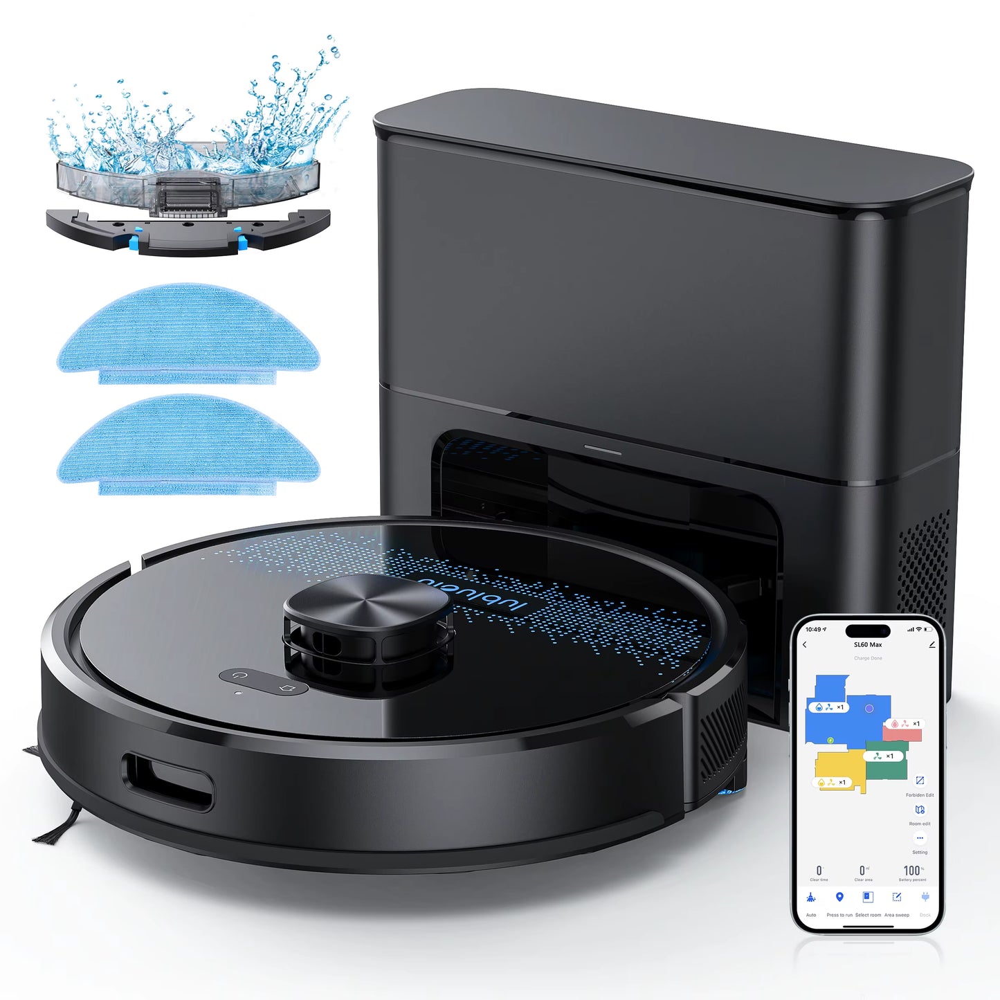 5000Pa Robot Vacuum Cleaner – Mapping, No-Go Zones, Self-Charging, Pet-Friendly