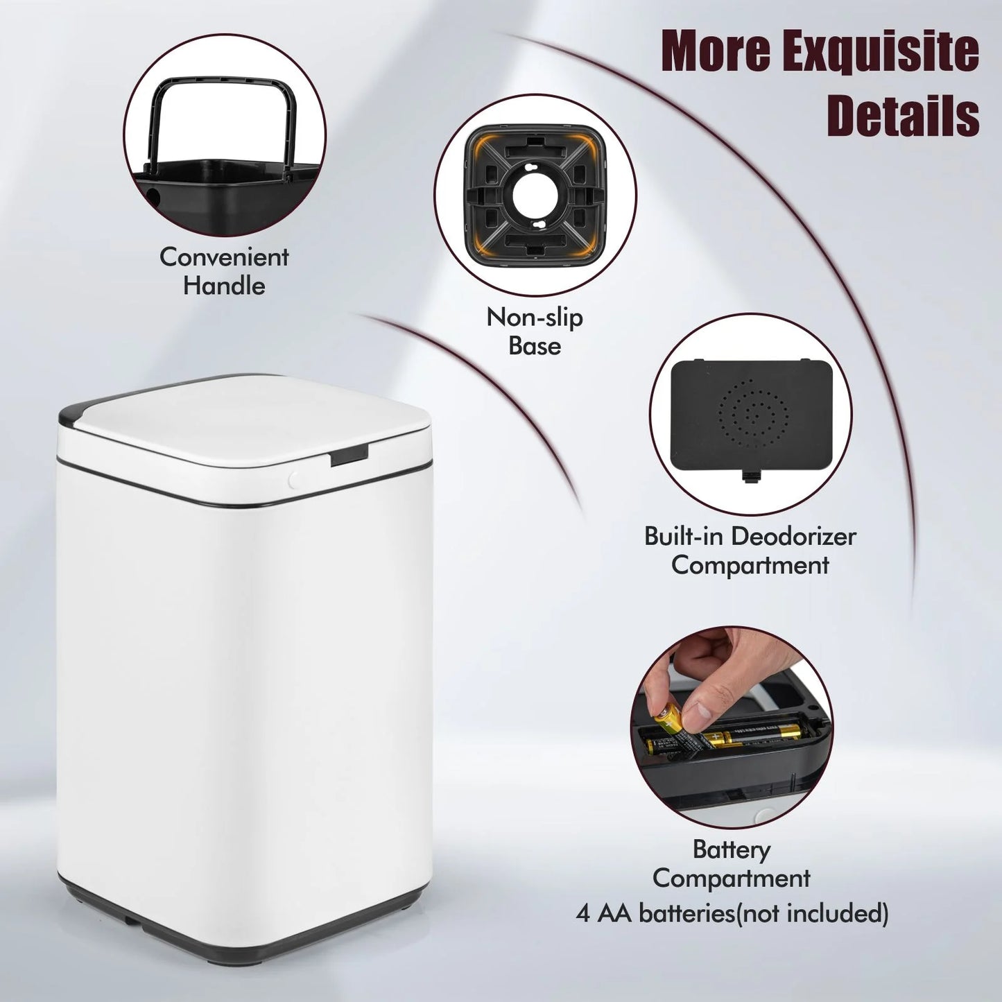 13L Intelligent Touchless Trash Can – Motion Sensor, Odour Control, Manual Override | White