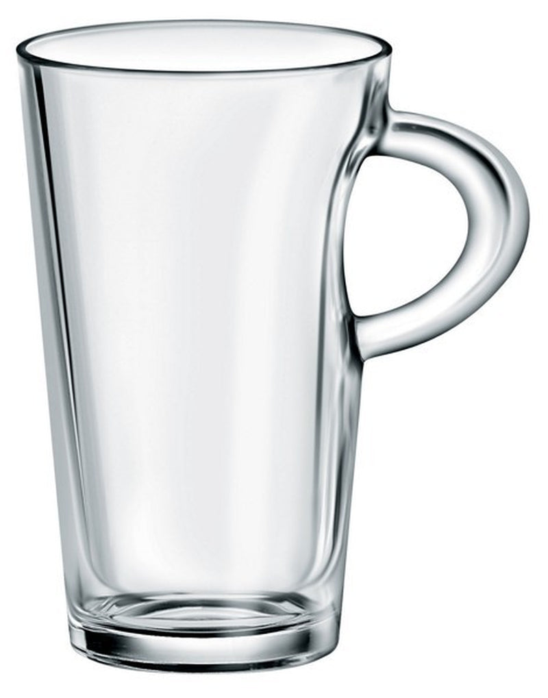 6x Elba Coffee Tall Clear Glass Mugs – 250 ml Latte Cups