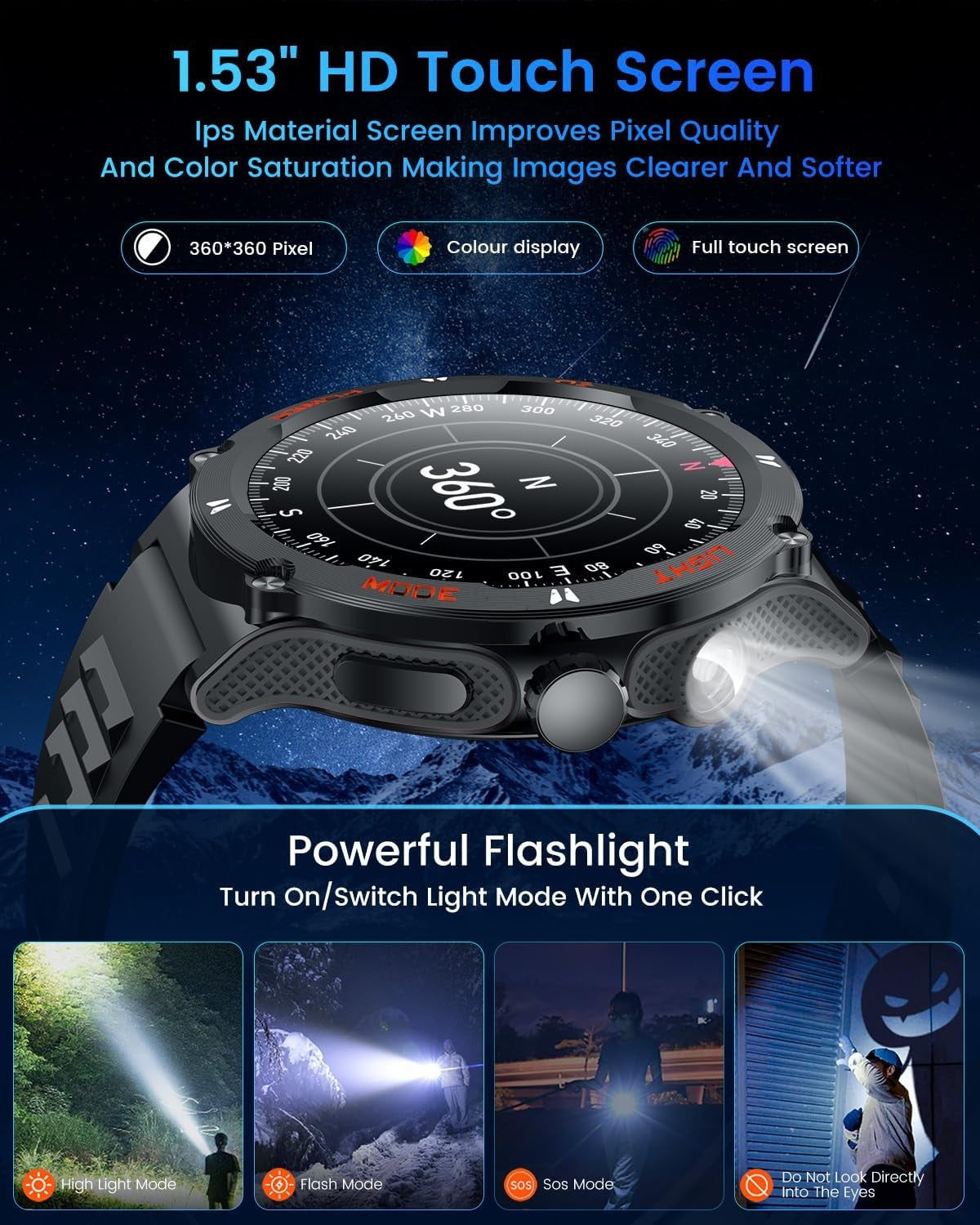 Smart Watch for Men – 1.53" HD Screen, 3ATM Waterproof Fitness Tracker with Bluetooth Calls