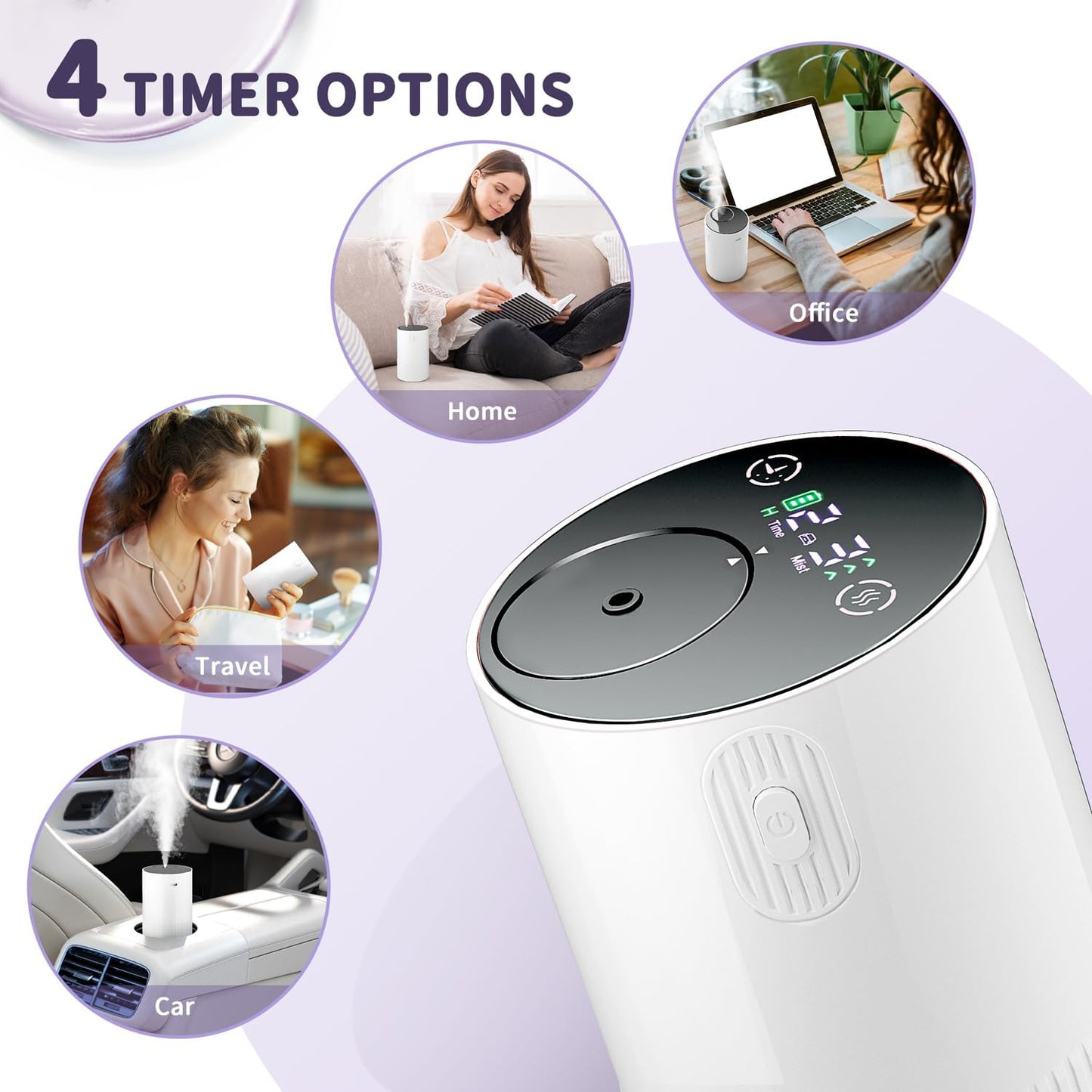 Waterless Diffuser for Essential Oils – Portable Nebulizing Aroma Diffuser for Home, Car & Travel