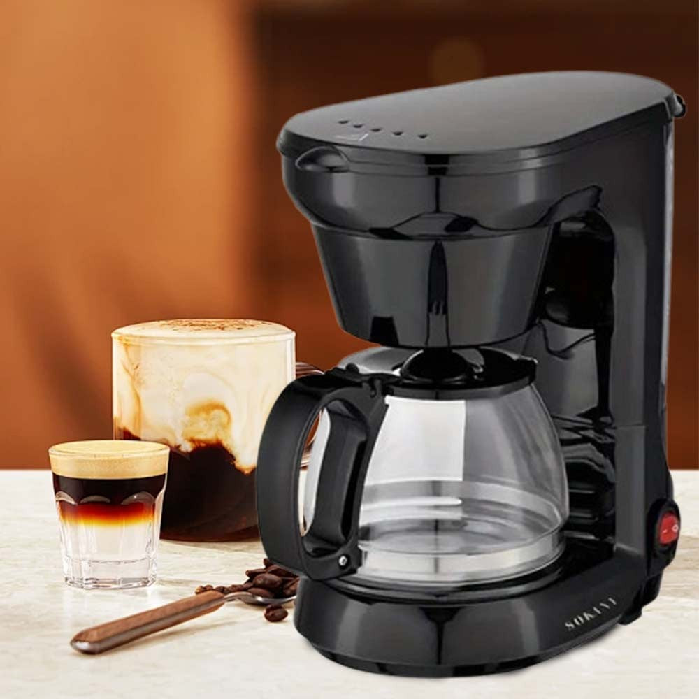 800W Filter Coffee Maker Machine – Instant Anti-Drip, 6 Cups + 750ml Glass Carafe