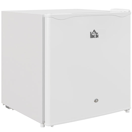 HOMCOM 46L Counter Top Mini Fridge with Lock & Chiller Box (Cream White)
