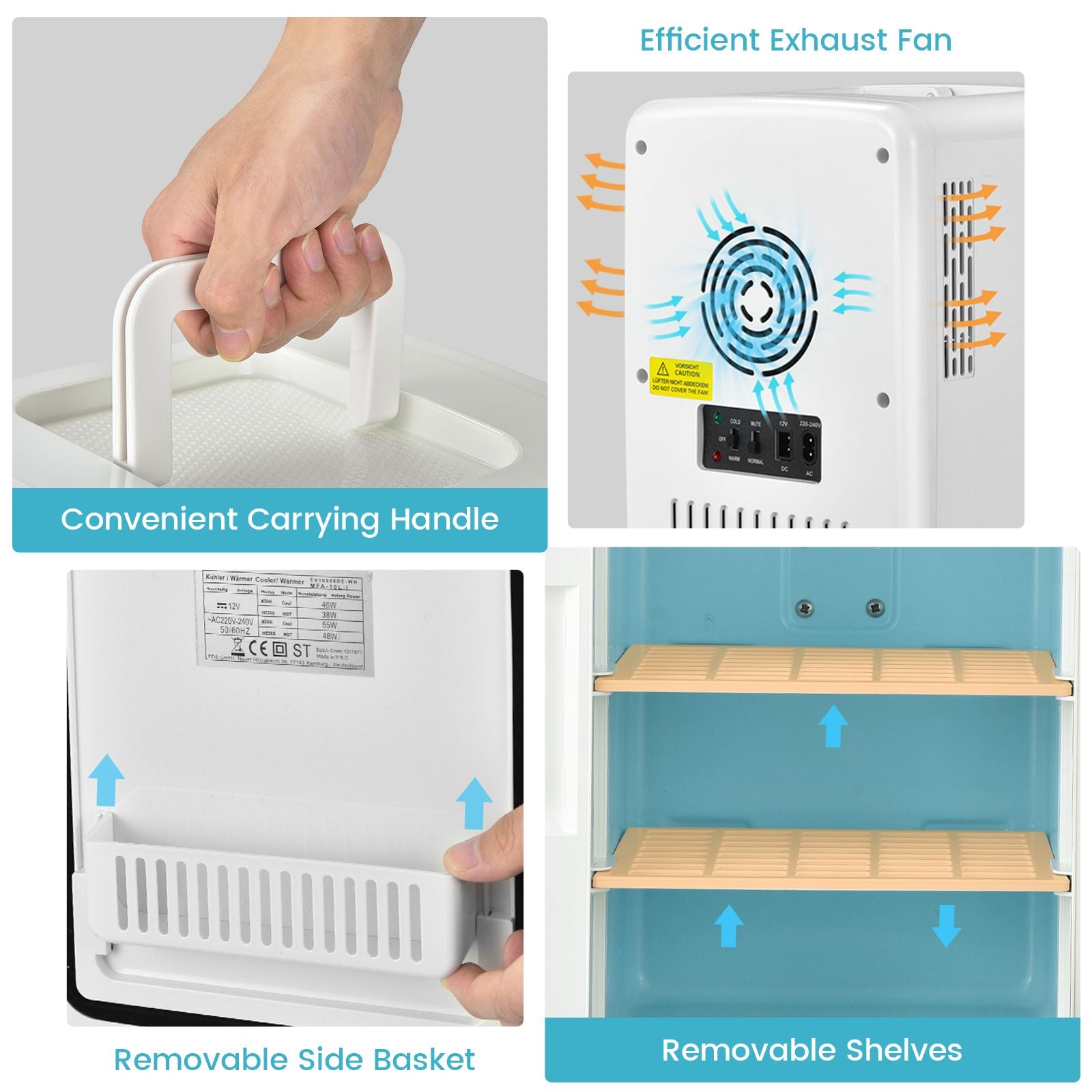 10L Portable AC/DC Beauty Fridge with LED Mirror