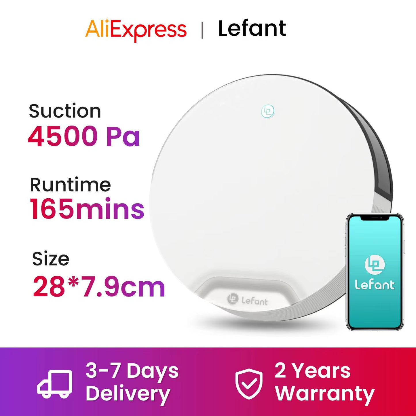 N1 Robot Vacuum Cleaner – 4500Pa Suction, 165-Min Runtime, 4 Modes, Perfect for Pet Hair