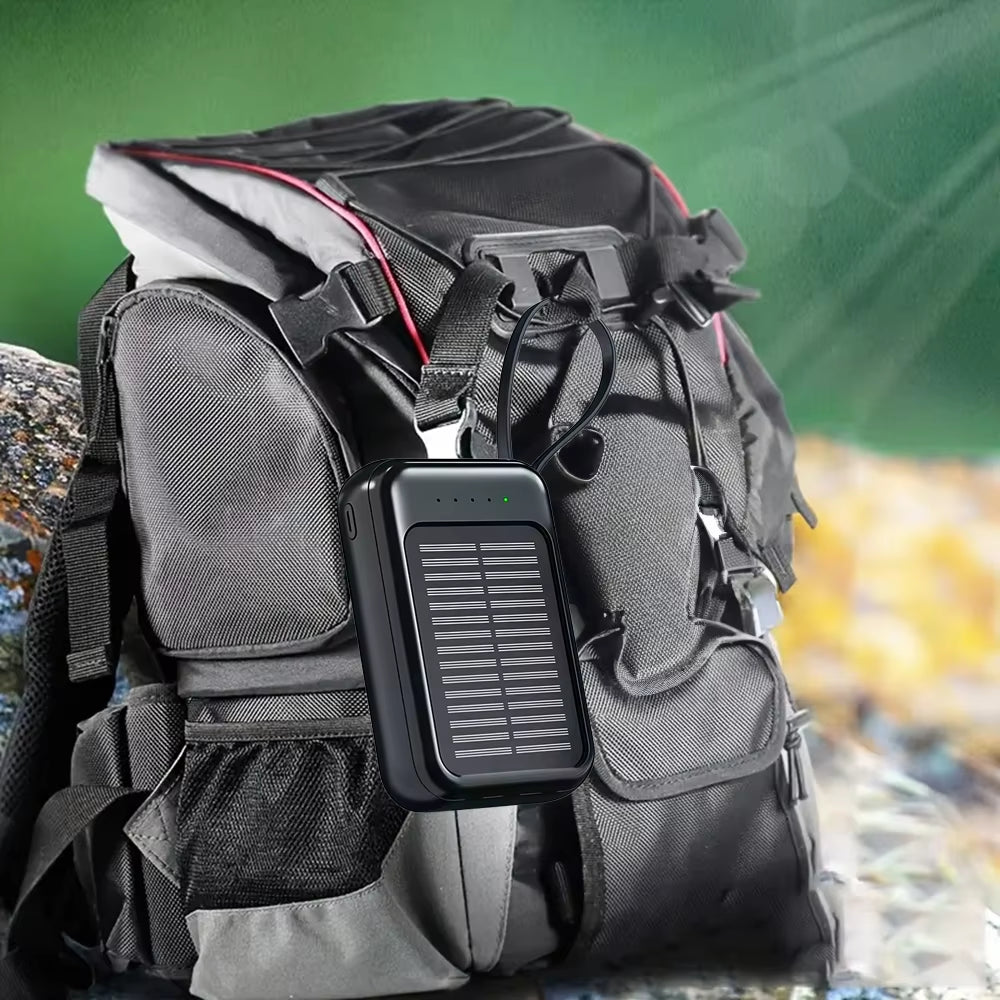 20000mAh Solar Power Bank with Flashlight – Outdoor Portable Charger (4 Outputs, LED Lights)