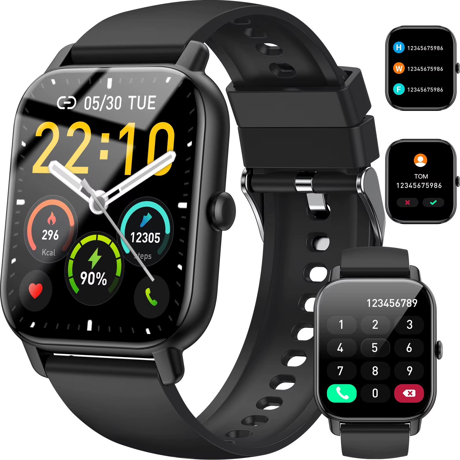 Smart Watch with 1.85" Display – Ultra-Thin IP68 Sports Watch, 110+ Modes, Fitness Tracker