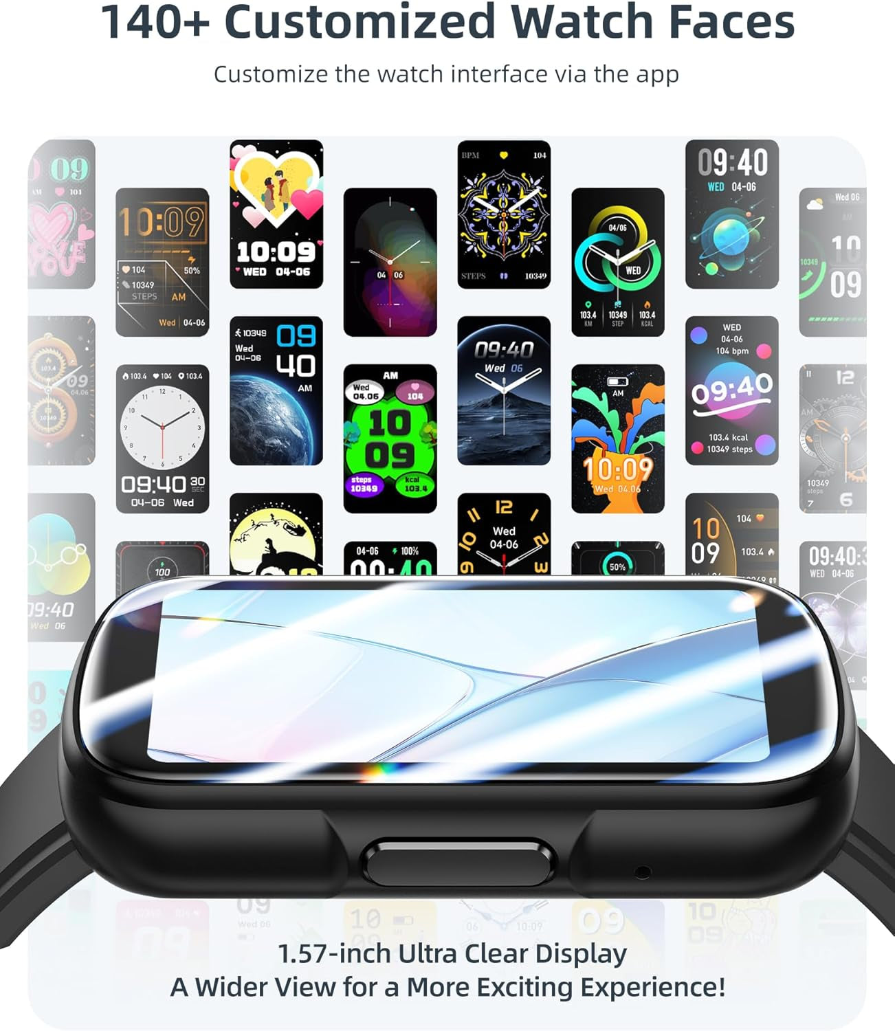 Fitness Tracker with Bluetooth Calls – 1.57" Smart Watch, Heart Rate & Sleep Monitor, 110+ Sports Modes, IP68 Waterproof