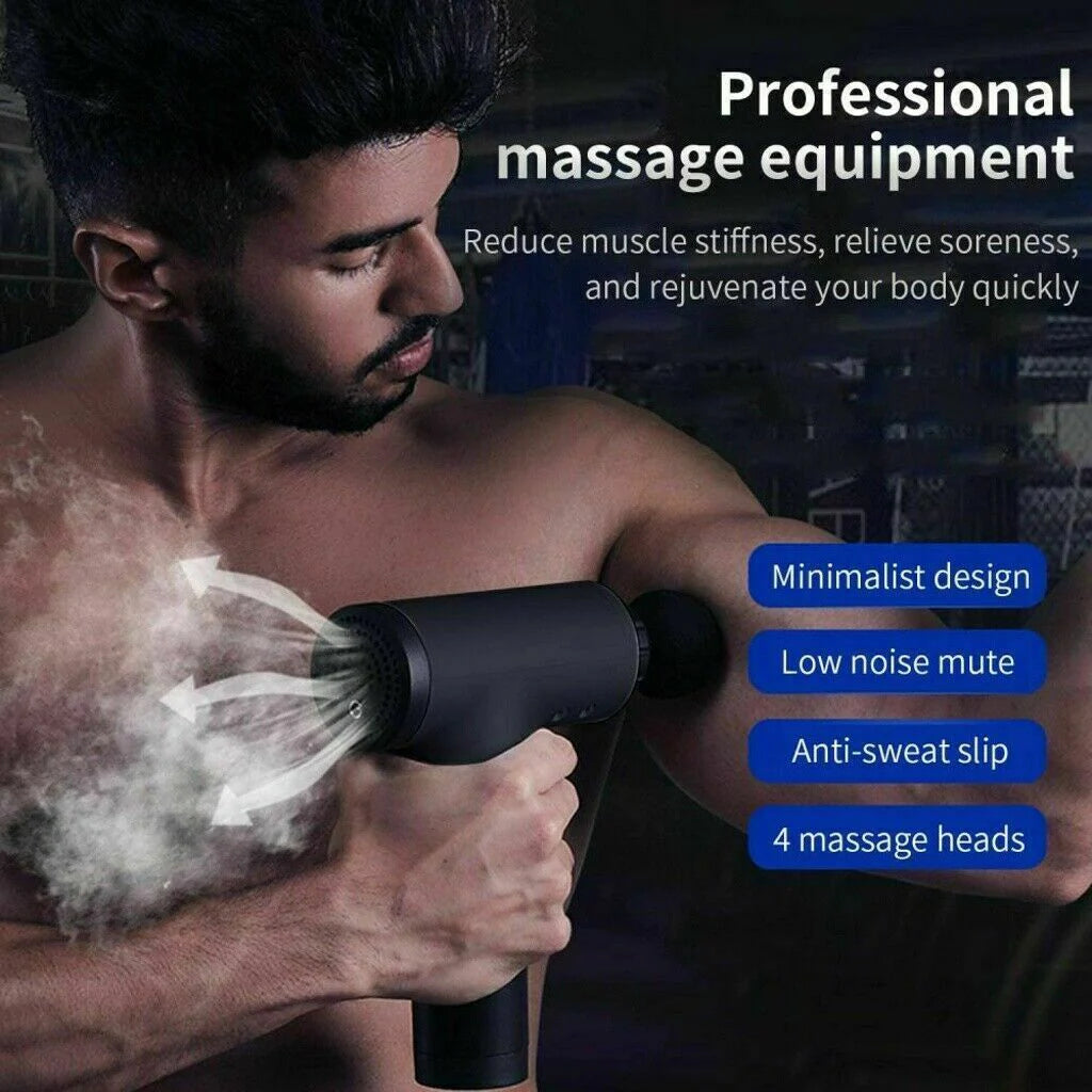 Deep Tissue Percussion Massage Gun with 6 Speeds + 4 Heads