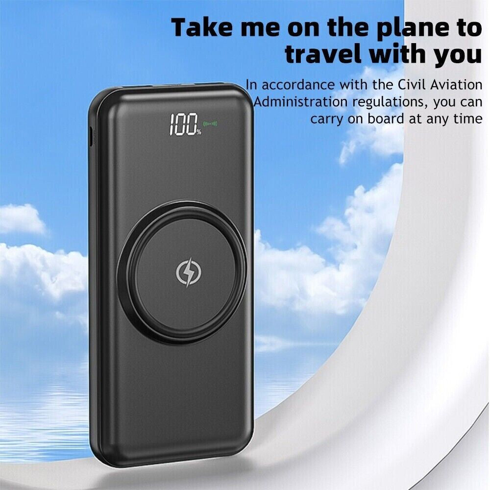 Portable Power Bank 20000mAh – Wireless Fast-Charging Magnetic Battery