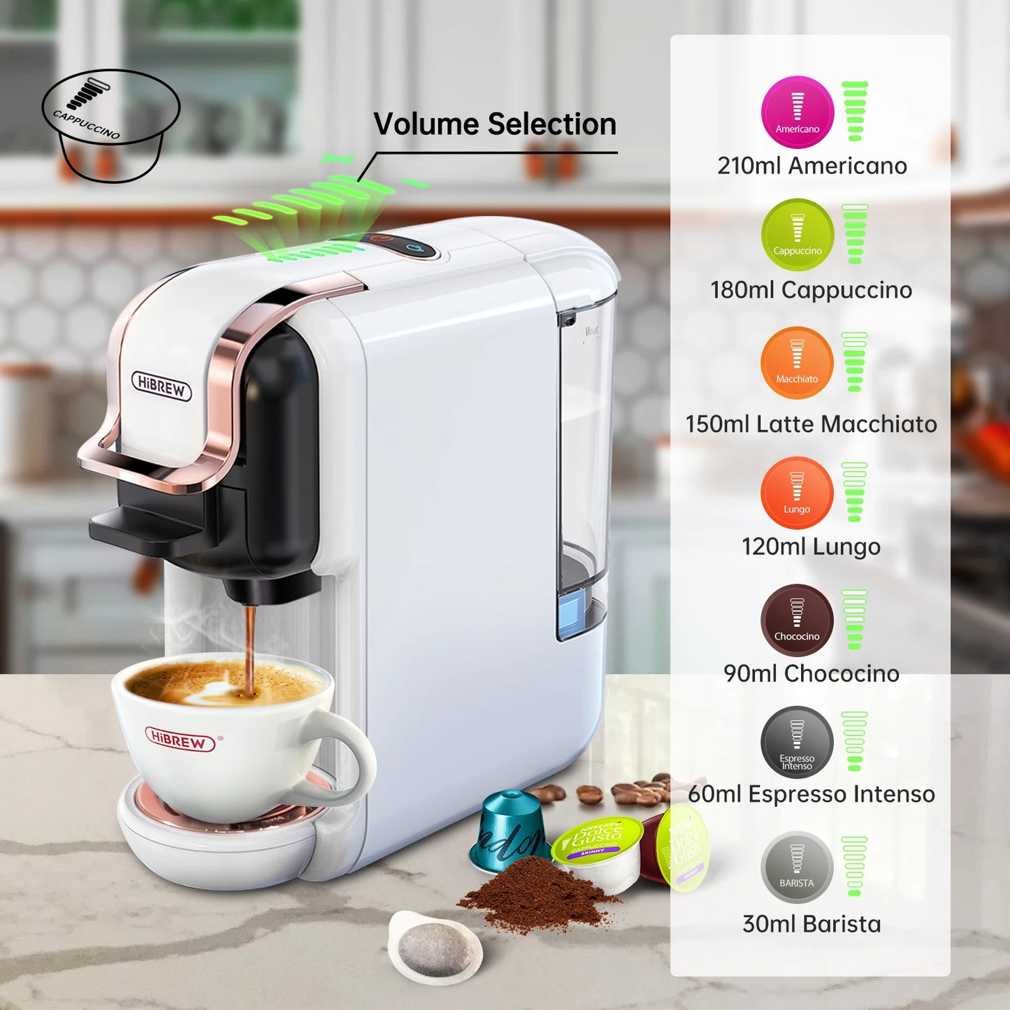Multiple Capsule Coffee Machine – 5-in-1 Hot & Cold Coffee Maker (20-Bar Extraction)