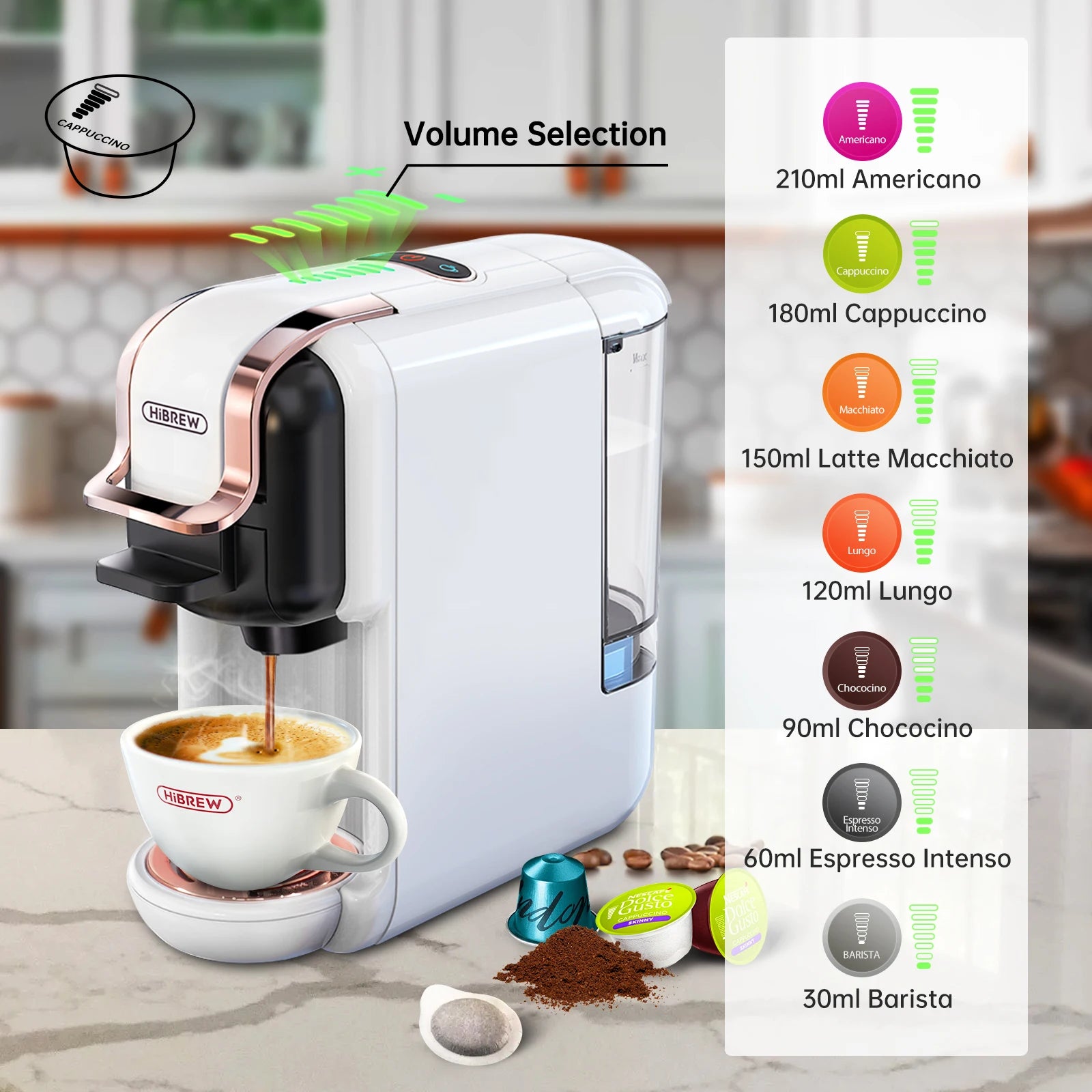 Multiple Capsule Coffee Machine – 5-in-1 Hot & Cold Coffee Maker (20-Bar Extraction)