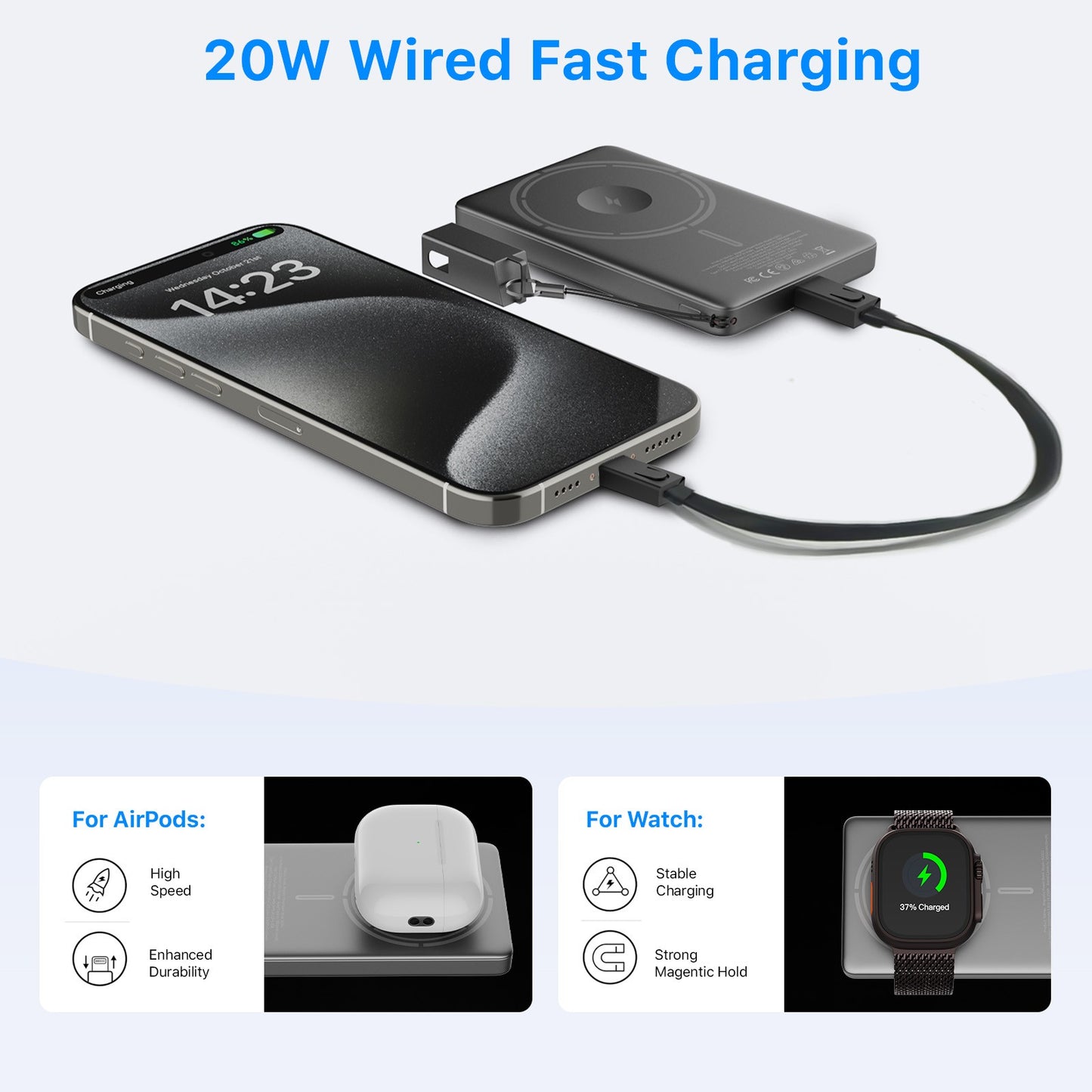 Ultra Slim Magnetic Wireless Power Bank 5000mAh – Lightweight, Fast & Travel-Ready