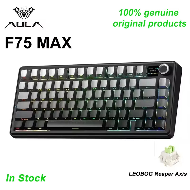 Aula F75 MAX Mechanical Keyboard – 75% Hot-Swap, RGB, TFT Screen, Bluetooth / 2.4G / Wired