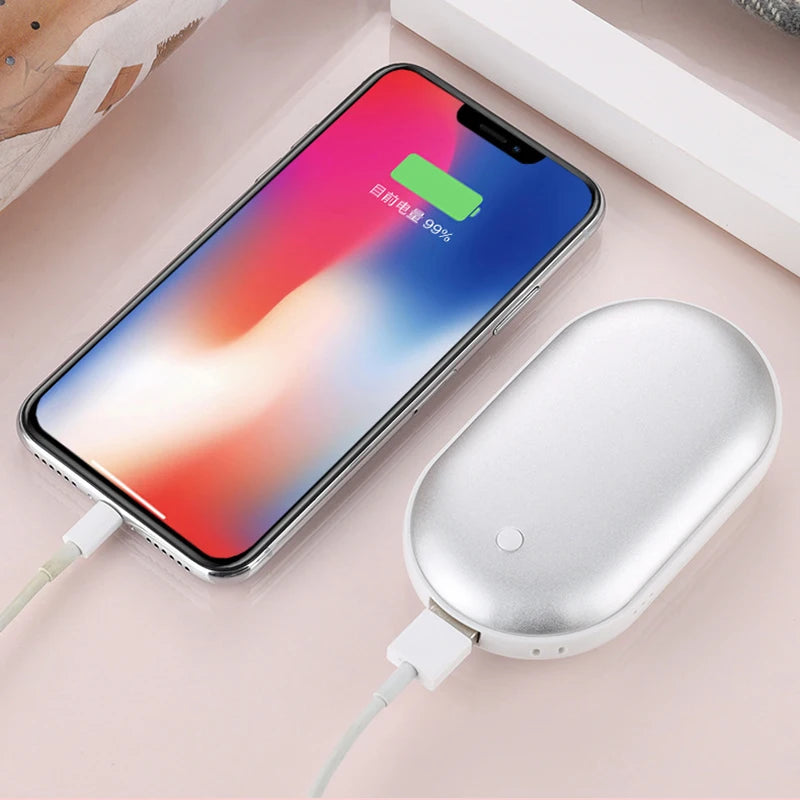 2-Pack USB Rechargeable Hand Warmers & Power Bank – Electric Pocket Heaters
