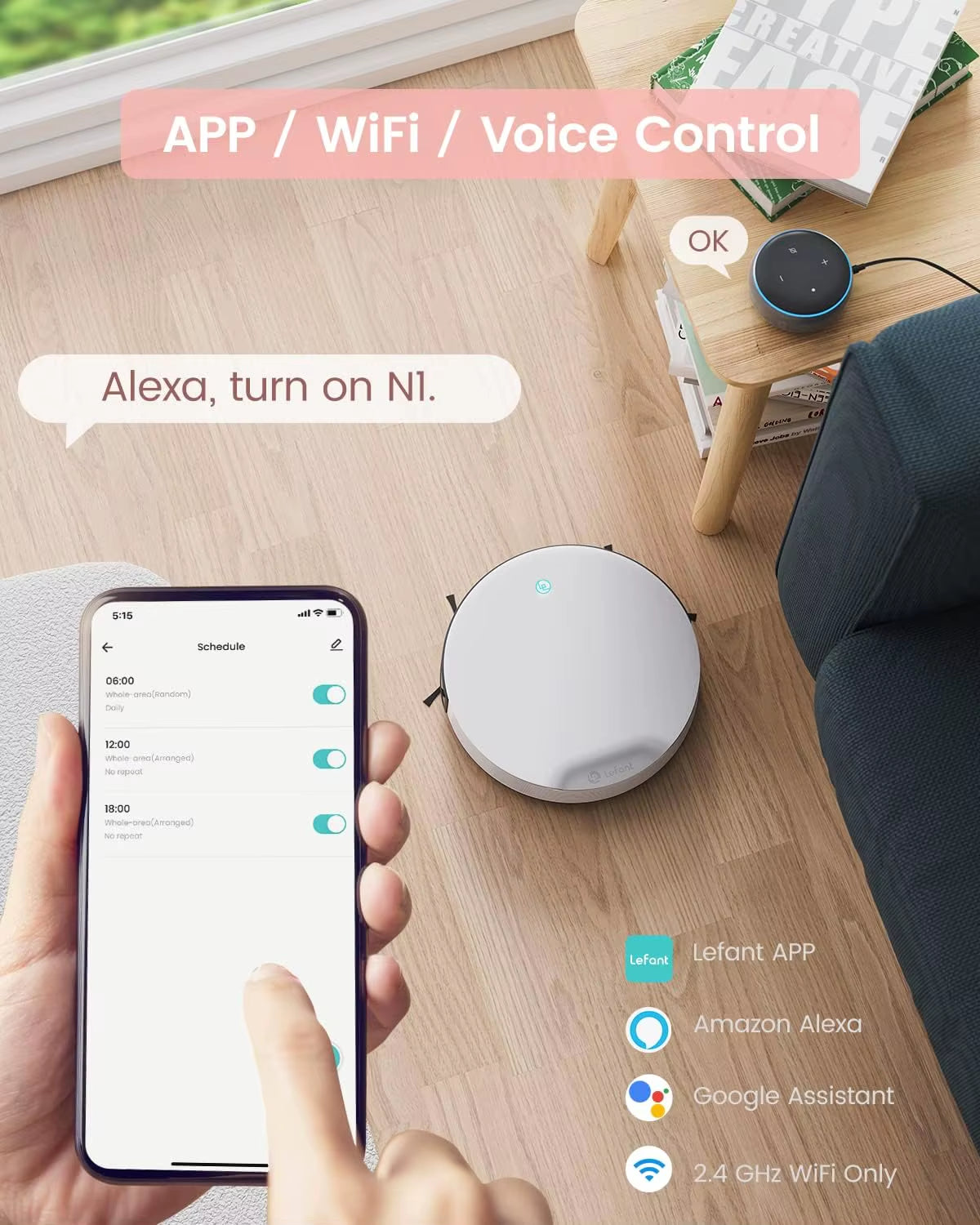 N1 Robot Vacuum Cleaner – 4500Pa Suction, 165-Min Runtime, 4 Modes, Perfect for Pet Hair