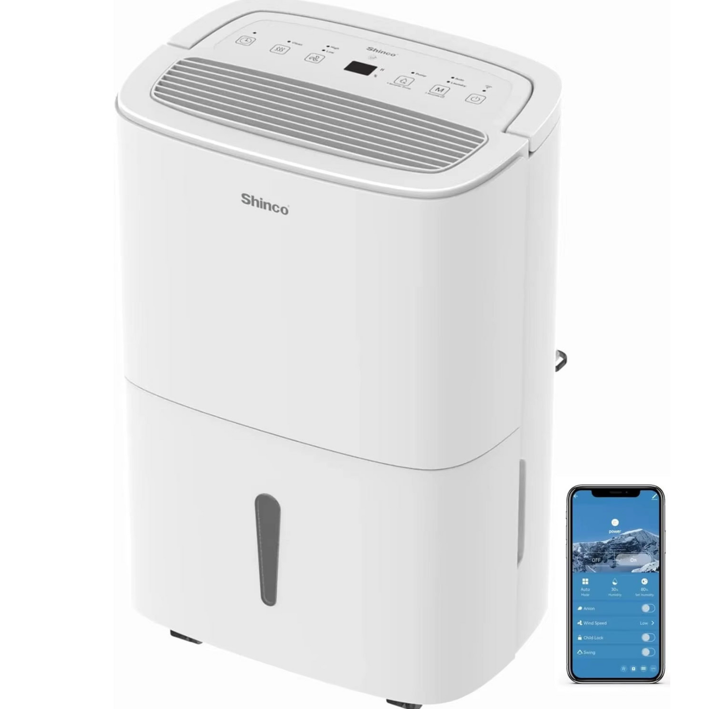 30L Electric Dehumidifier with WiFi | Energy-Saving, Automatic Restart, Laundry Mode, 24H Timer