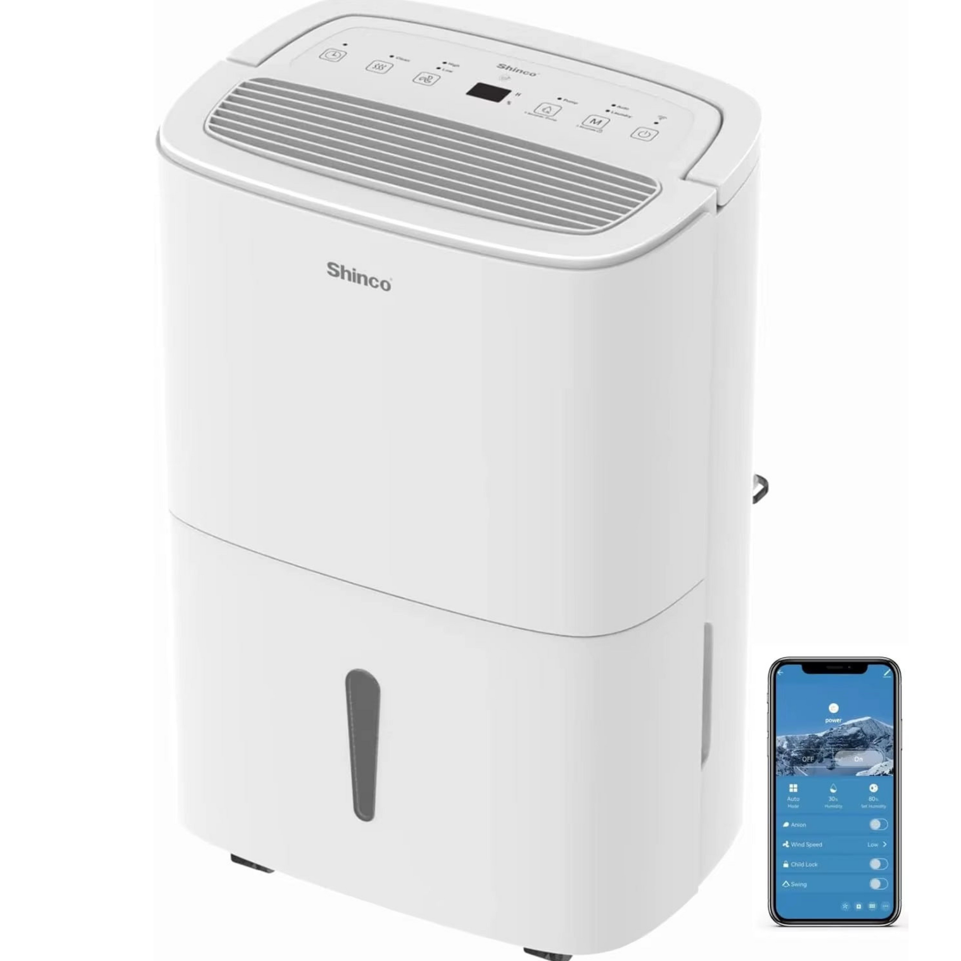 30L Electric Dehumidifier with WiFi | Energy-Saving, Automatic Restart, Laundry Mode, 24H Timer