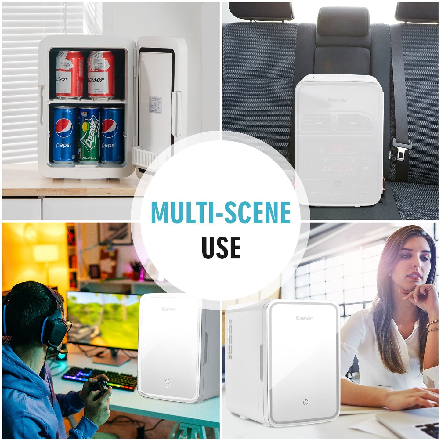 10L Portable AC/DC Beauty Fridge with LED Mirror