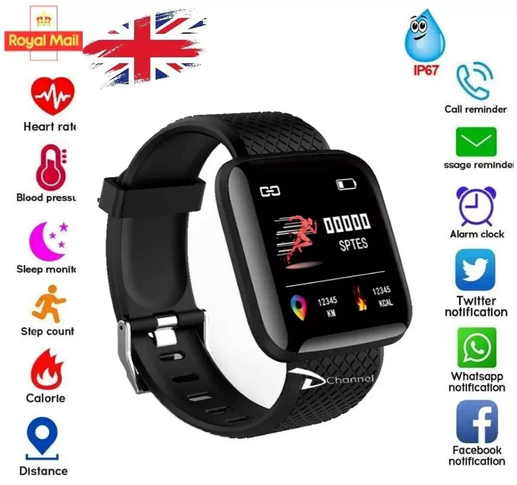 Smart Watch for Men & Women – Fitness Tracker with Heart Rate, Blood Pressure, Sports Modes (USB Charging)