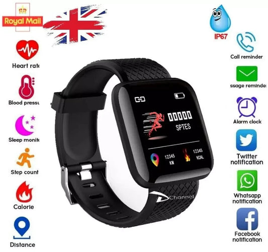 Smart Watch for Men & Women – Fitness Tracker with Heart Rate, Blood Pressure, Sports Modes (USB Charging)