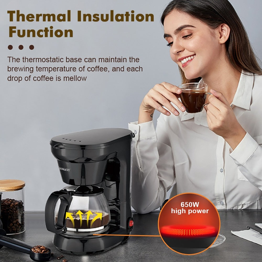 Filter Coffee Maker Machine 750Ml Instant Anti-Drip Fast Brewing Time 650W – Black