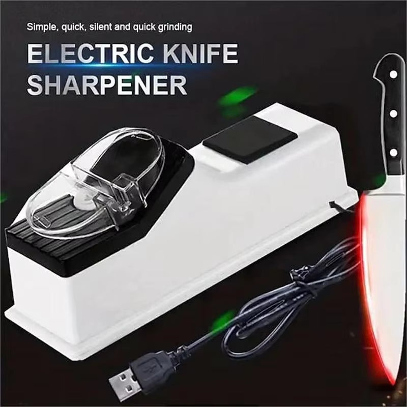 USB Electric Knife Sharpener – Fast Automatic Sharpening for Kitchen Knives & Scissors
