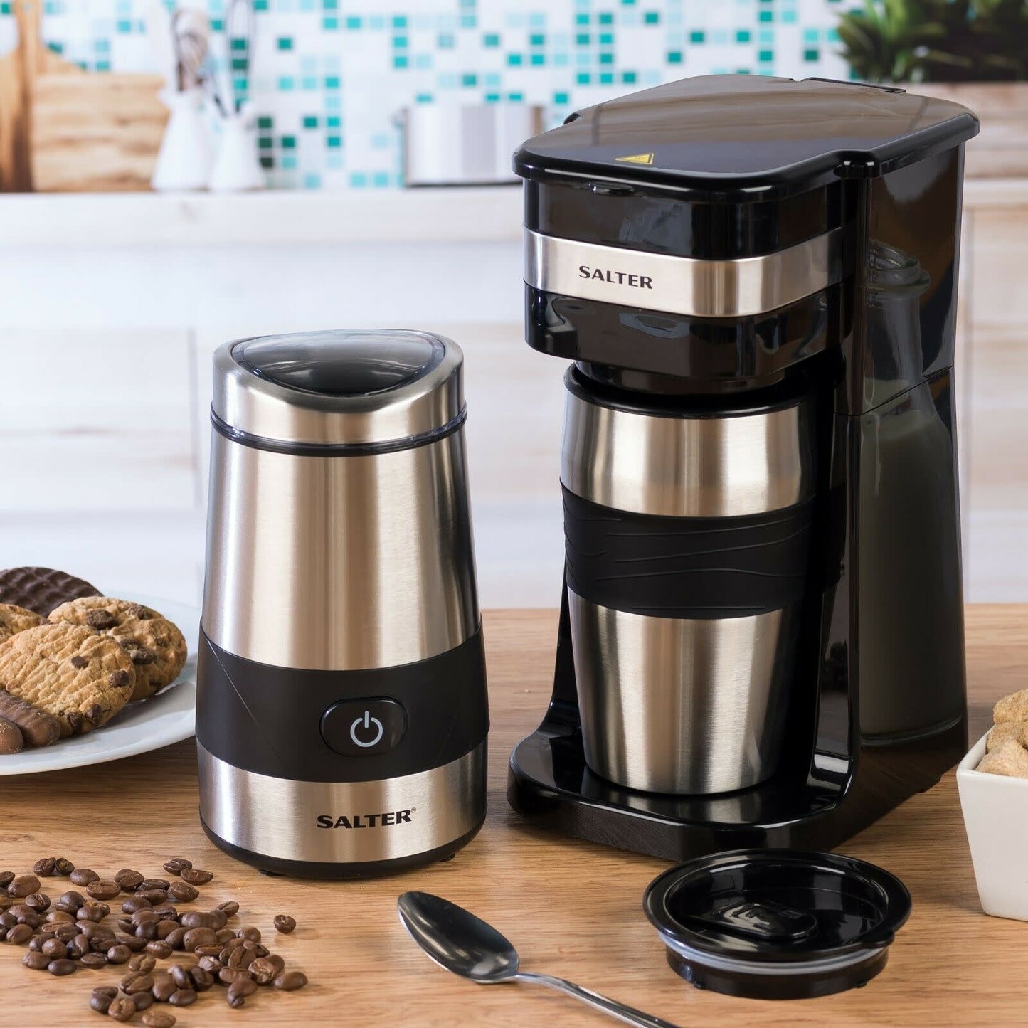 Salter COMBO-4773 Digital Coffee Maker to Go & Coffee Grinder
