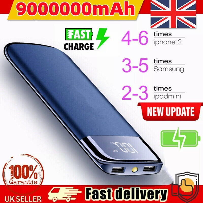 9000000mAh Portable Power Bank with Dual USB Fast Charging