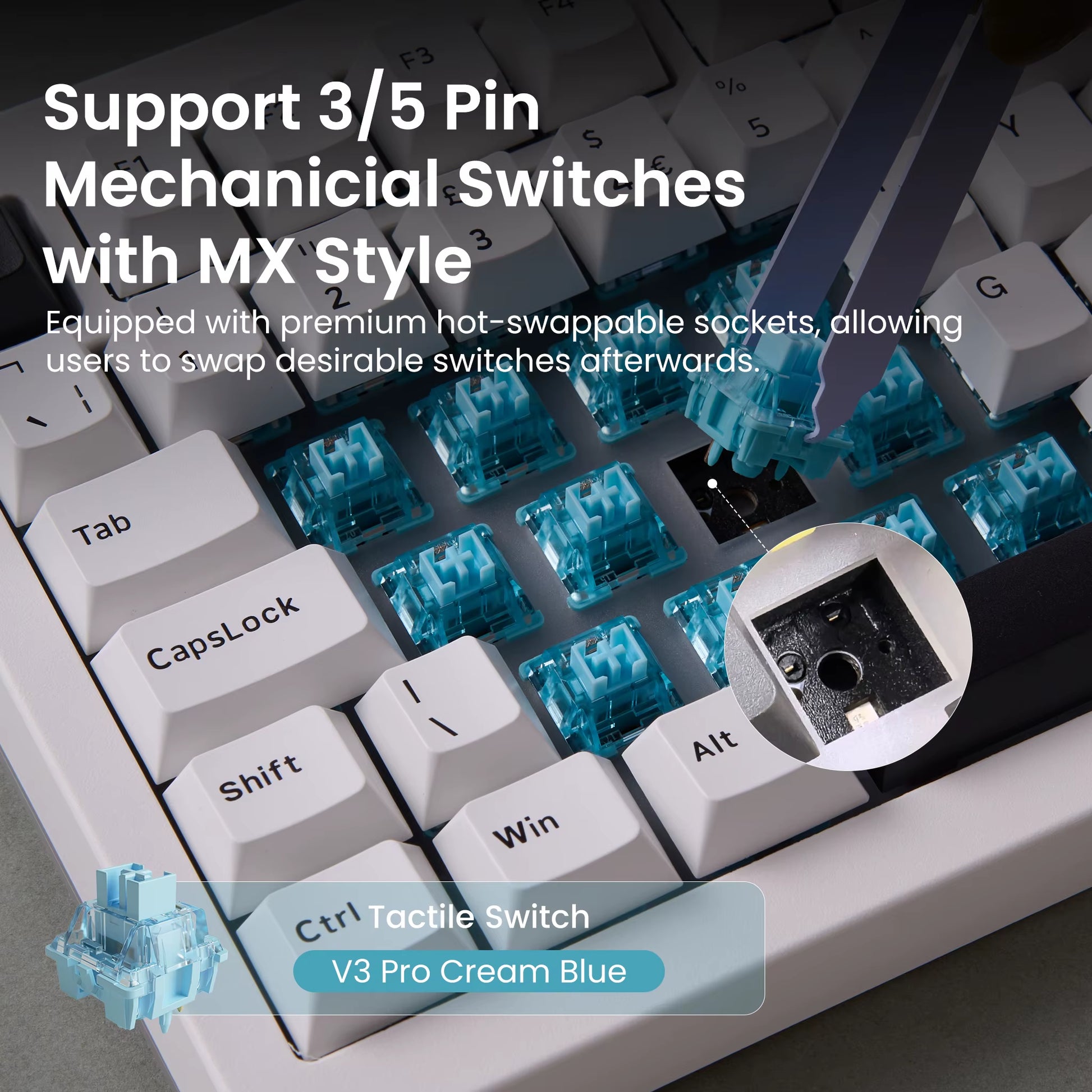 Akko 5075B Plus 75% Mechanical Keyboard – ISO-UK, Hot-Swap, RGB Side Lights, 3-Mode Wireless