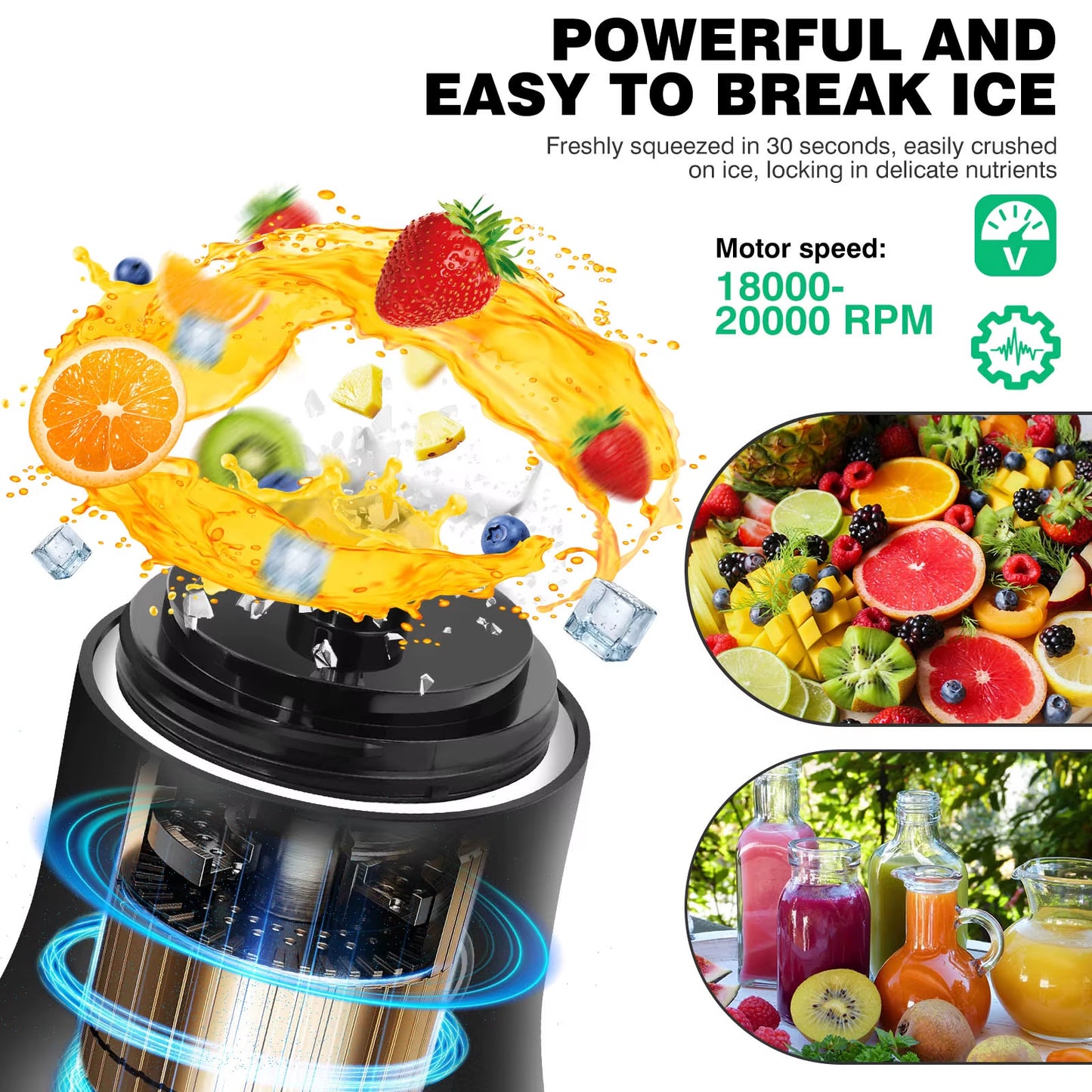 Portable 2-in-1 Smoothie Blender – 600ml USB Rechargeable Juicer with Pulse & Ice-Crush Mode