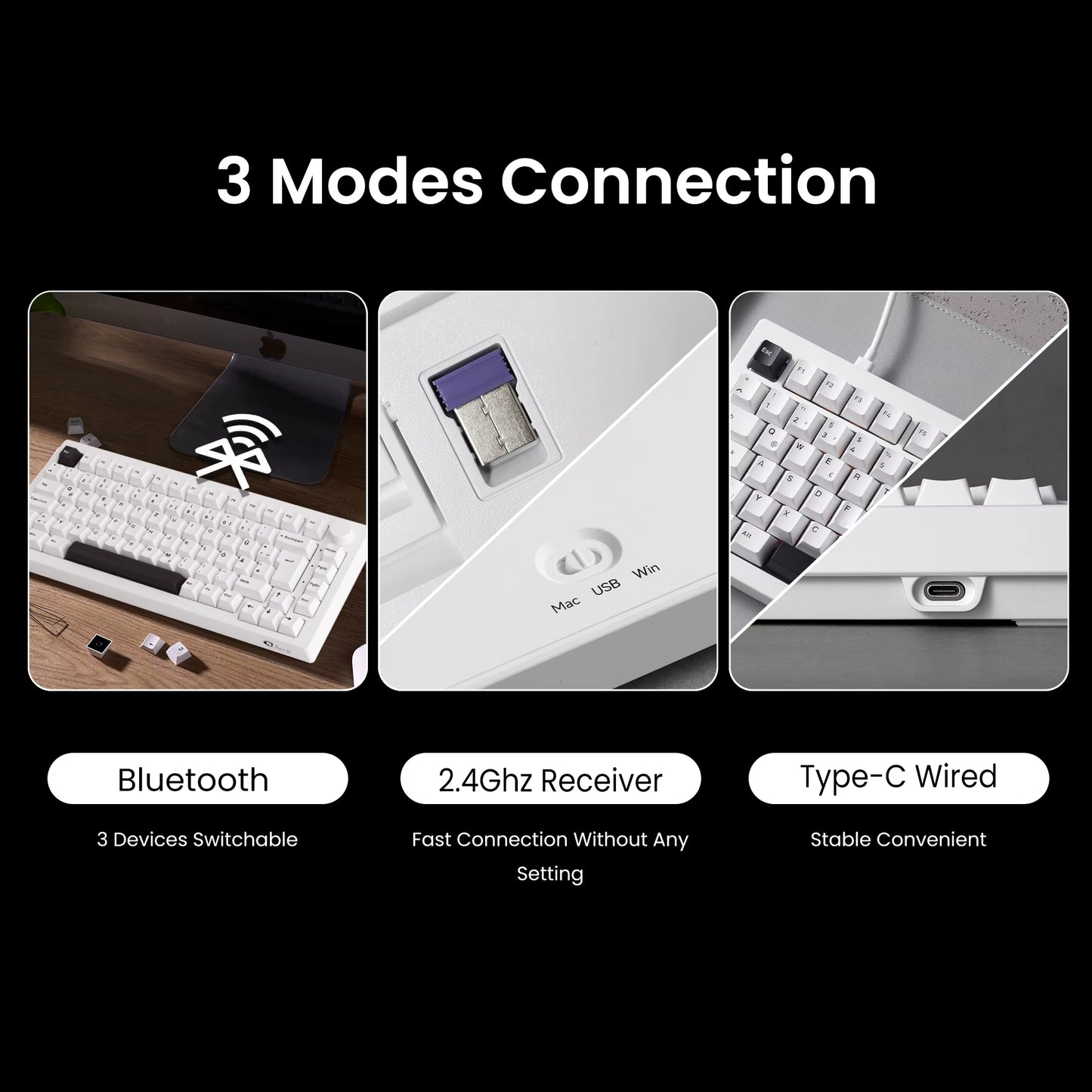 Akko 5075B Plus 75% Mechanical Keyboard – ISO-UK, Hot-Swap, RGB Side Lights, 3-Mode Wireless