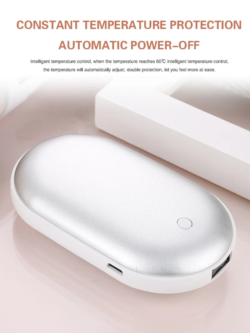 2-Pack USB Rechargeable Hand Warmers & Power Bank – Electric Pocket Heaters