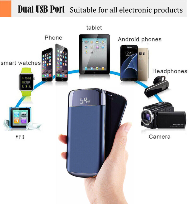 9000000mAh Portable Power Bank with Dual USB Fast Charging