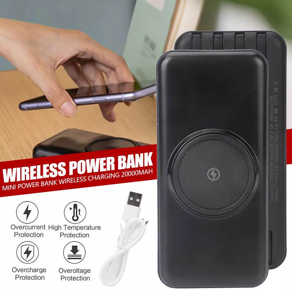 Portable Power Bank 20000mAh – Wireless Fast-Charging Magnetic Battery