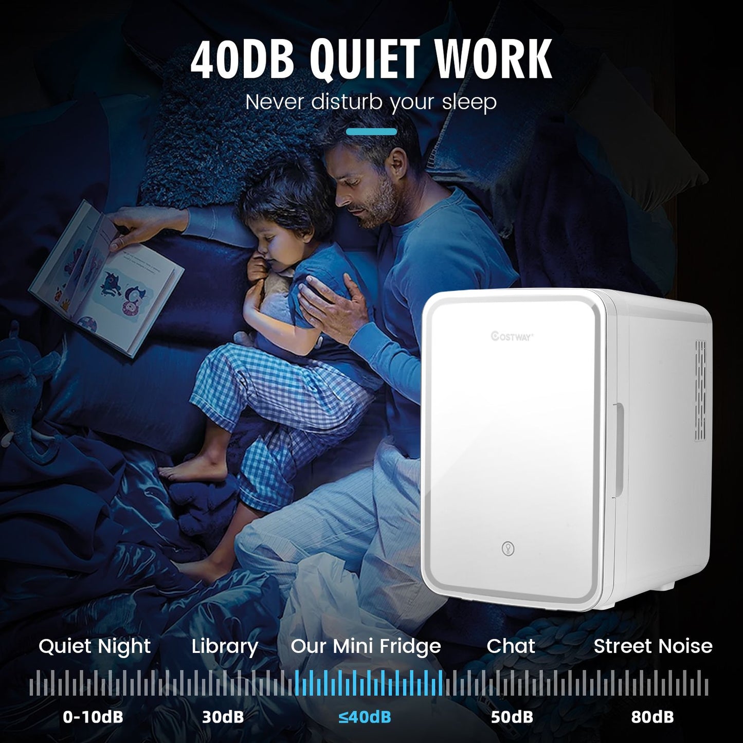 10L Portable AC/DC Beauty Fridge with LED Mirror