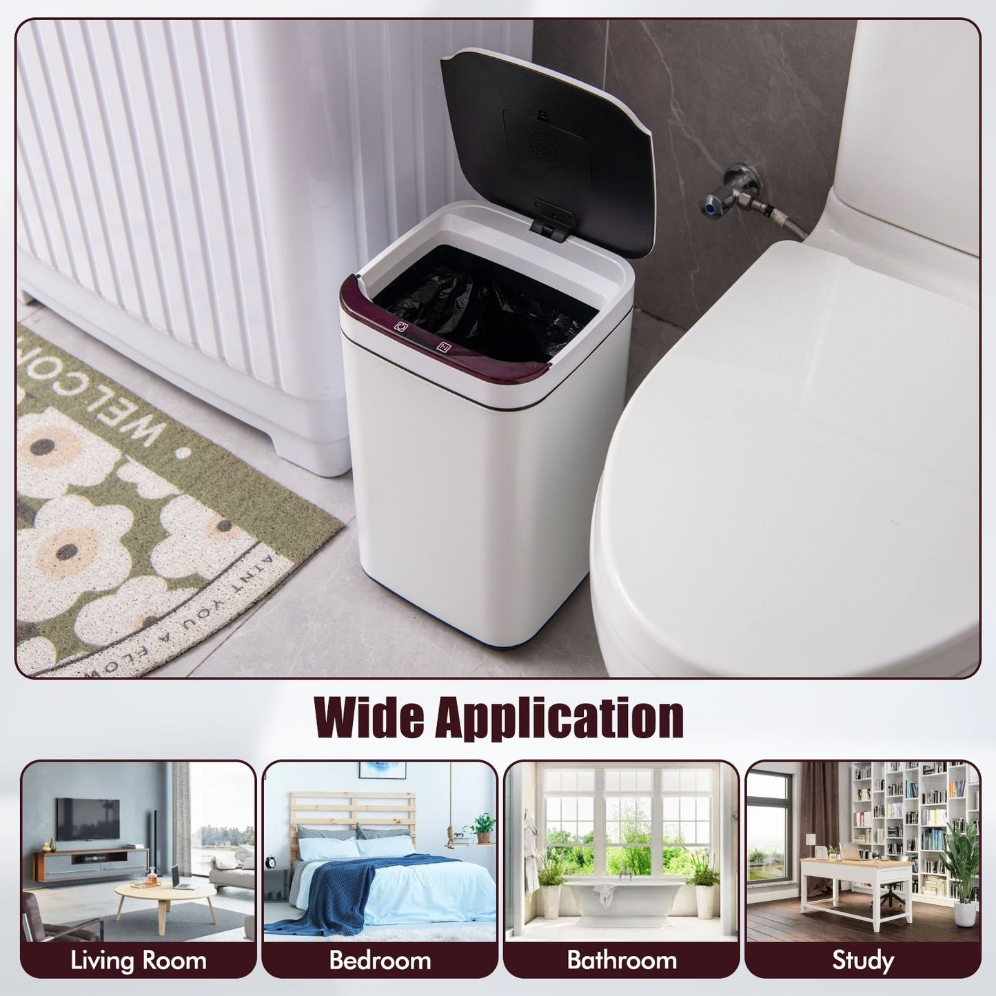 13L Intelligent Touchless Trash Can – Motion Sensor, Odour Control, Manual Override | White