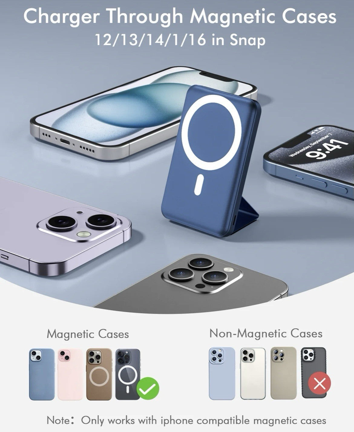 Magnetic Wireless Power Bank 10000mAh – Foldable Mini Fast-Charge Backup