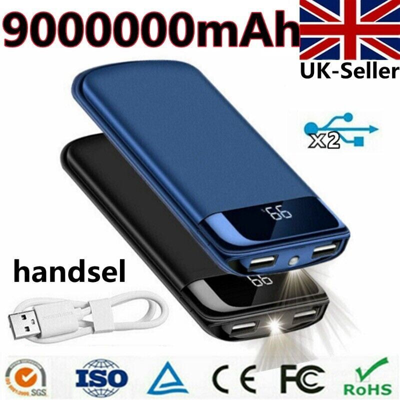 9000000mAh Portable Power Bank with Dual USB Fast Charging