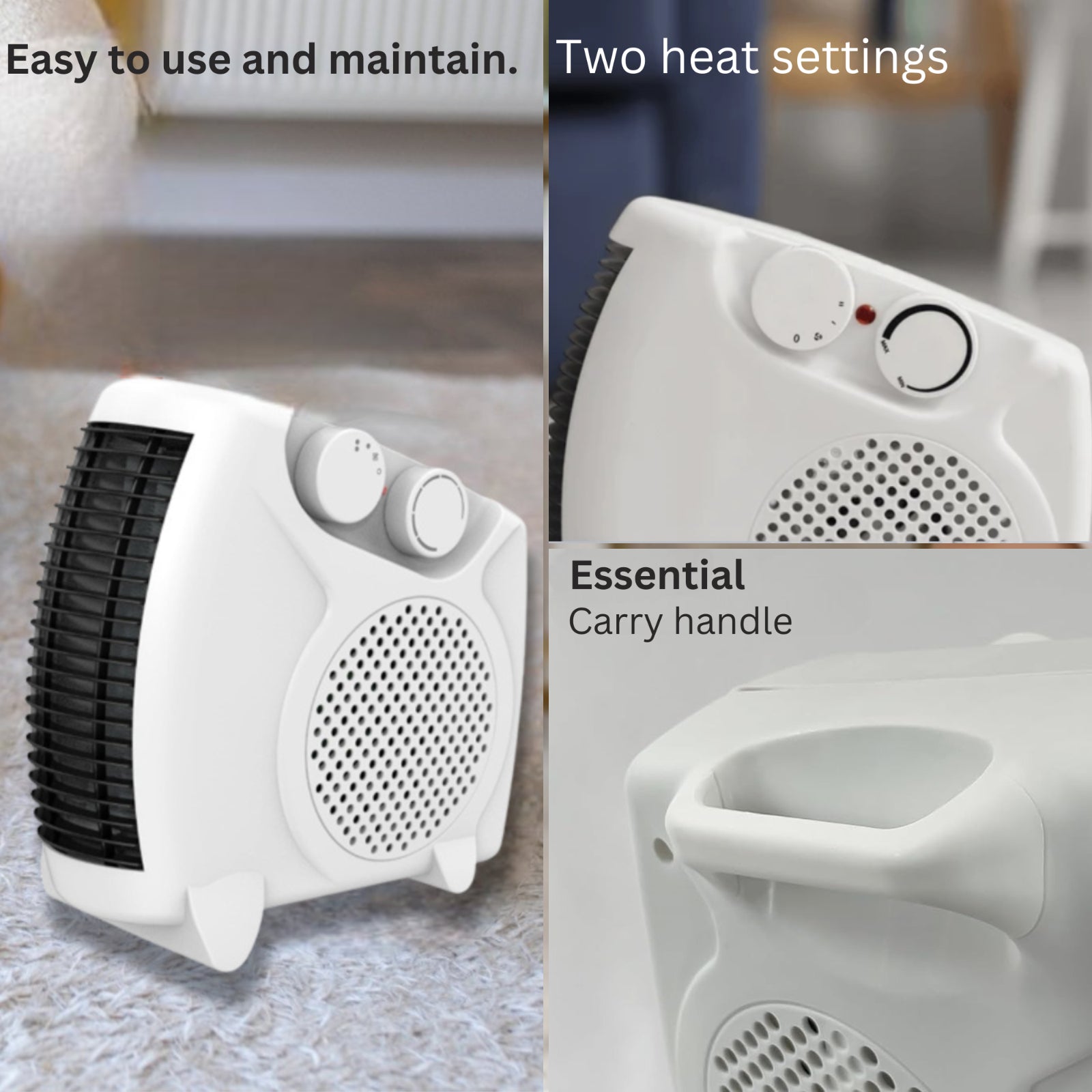 2000W Portable Electric Heater – Silent Fan for Home & Office with 2 Heat Settings