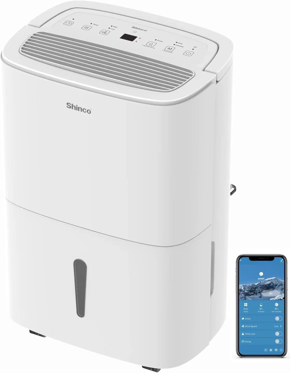30L Electric Dehumidifier with WiFi | Energy-Saving, Automatic Restart, Laundry Mode, 24H Timer