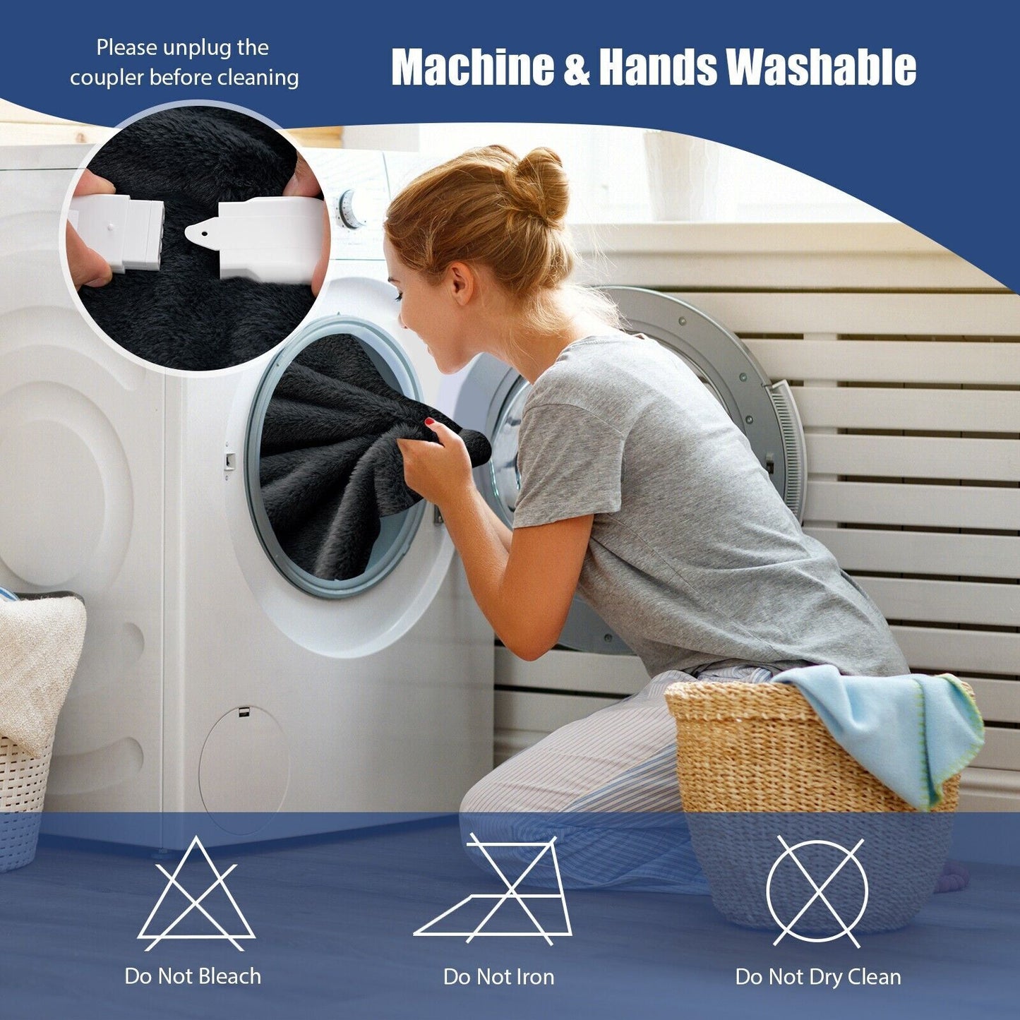 Electric Heated Reversible Blanket – Faux Velvet & Sherpa, 10 Heat Settings, Timer