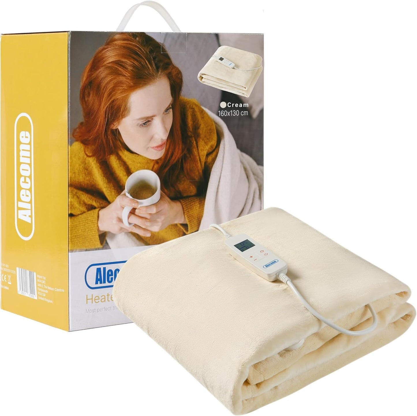 Electric Heated Throw Blanket – 10 Heat Settings, Timer, Washable Fleece