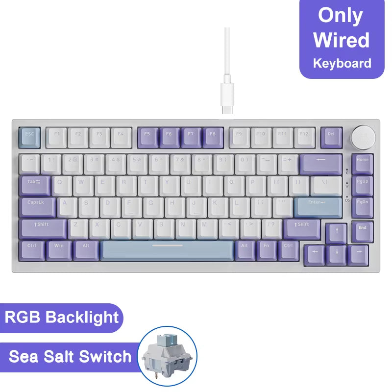 AJAZZ AK820 / AK820 Pro Mechanical Keyboard – 75% Hot-Swap, RGB, Bluetooth 5.1 / 2.4G / USB-C, Gasket Mount, Volume Knob