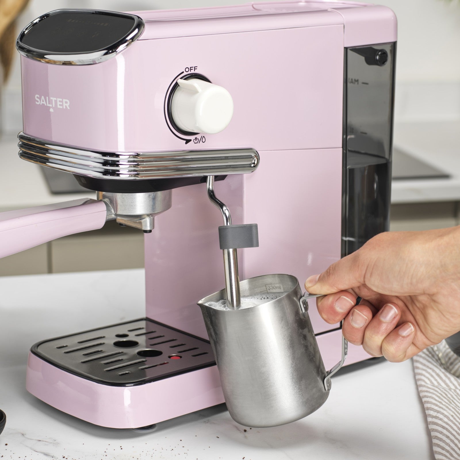 Salter Retro Espresso Machine – Milk Frothing Wand, 1.35L Tank