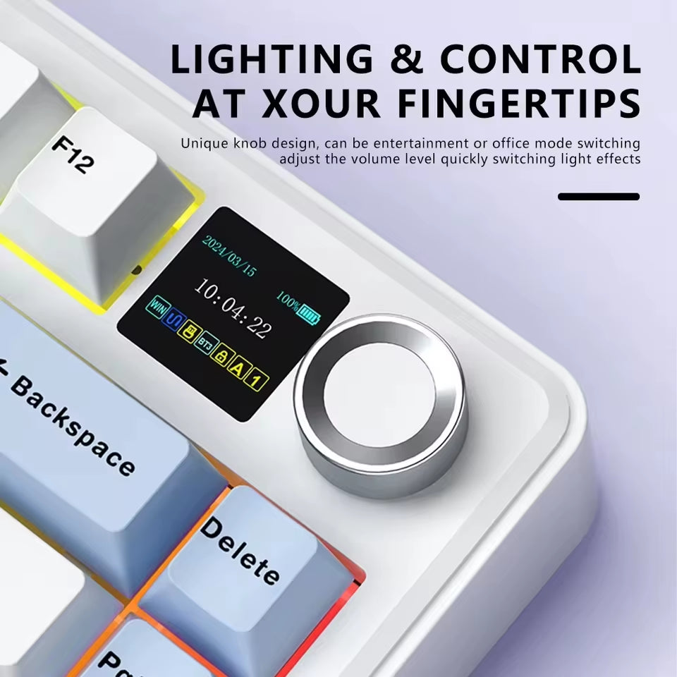 Aula F75 MAX Mechanical Keyboard – 75% Hot-Swap, RGB, TFT Screen, Bluetooth / 2.4G / Wired