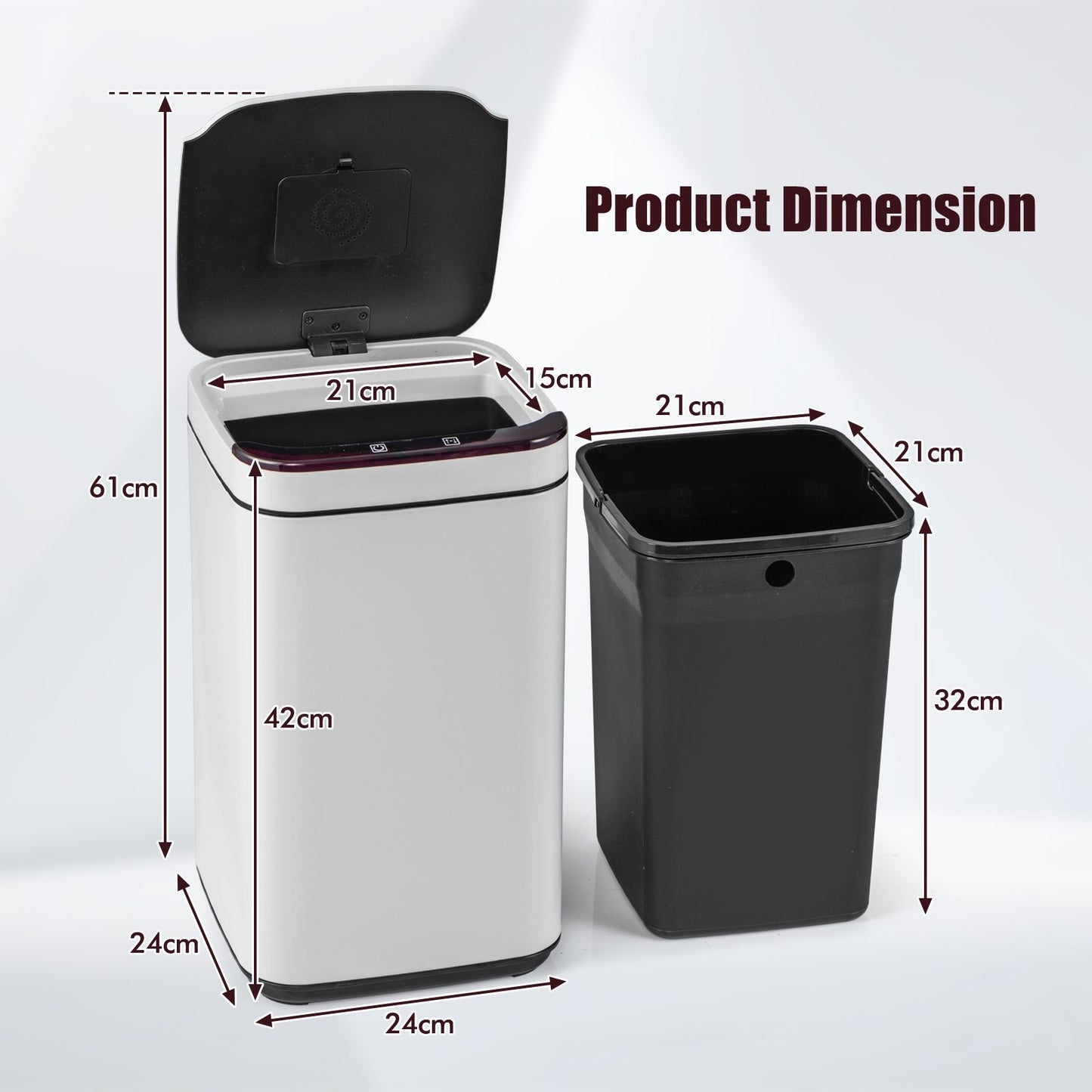 13L Intelligent Touchless Trash Can – Motion Sensor, Odour Control, Manual Override | White