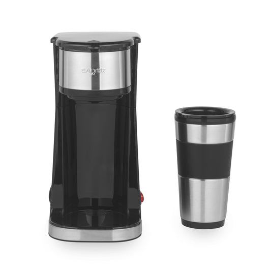 Salter One Cup Filter Coffee Maker & 420Ml Travel Mug – Reusable Filter Brew & Go