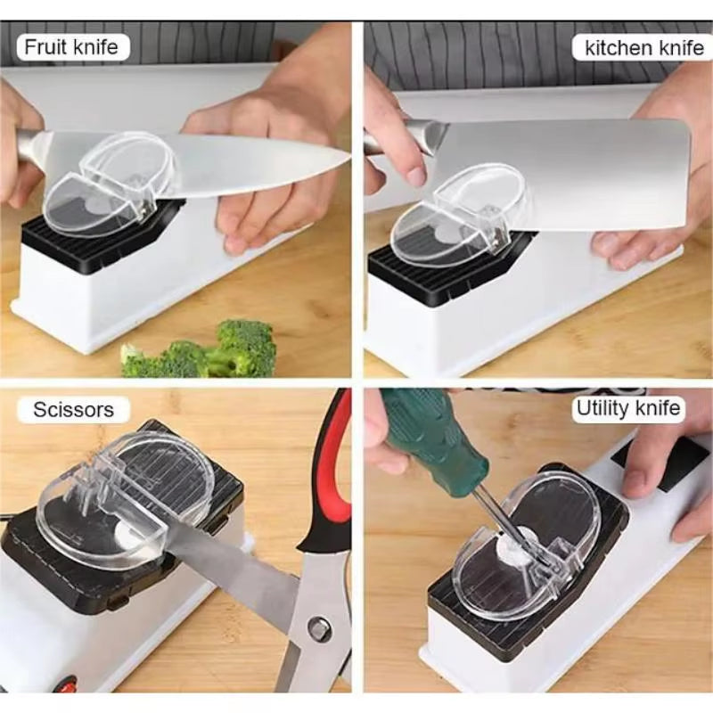 USB Electric Knife Sharpener – Fast Automatic Sharpening for Kitchen Knives & Scissors