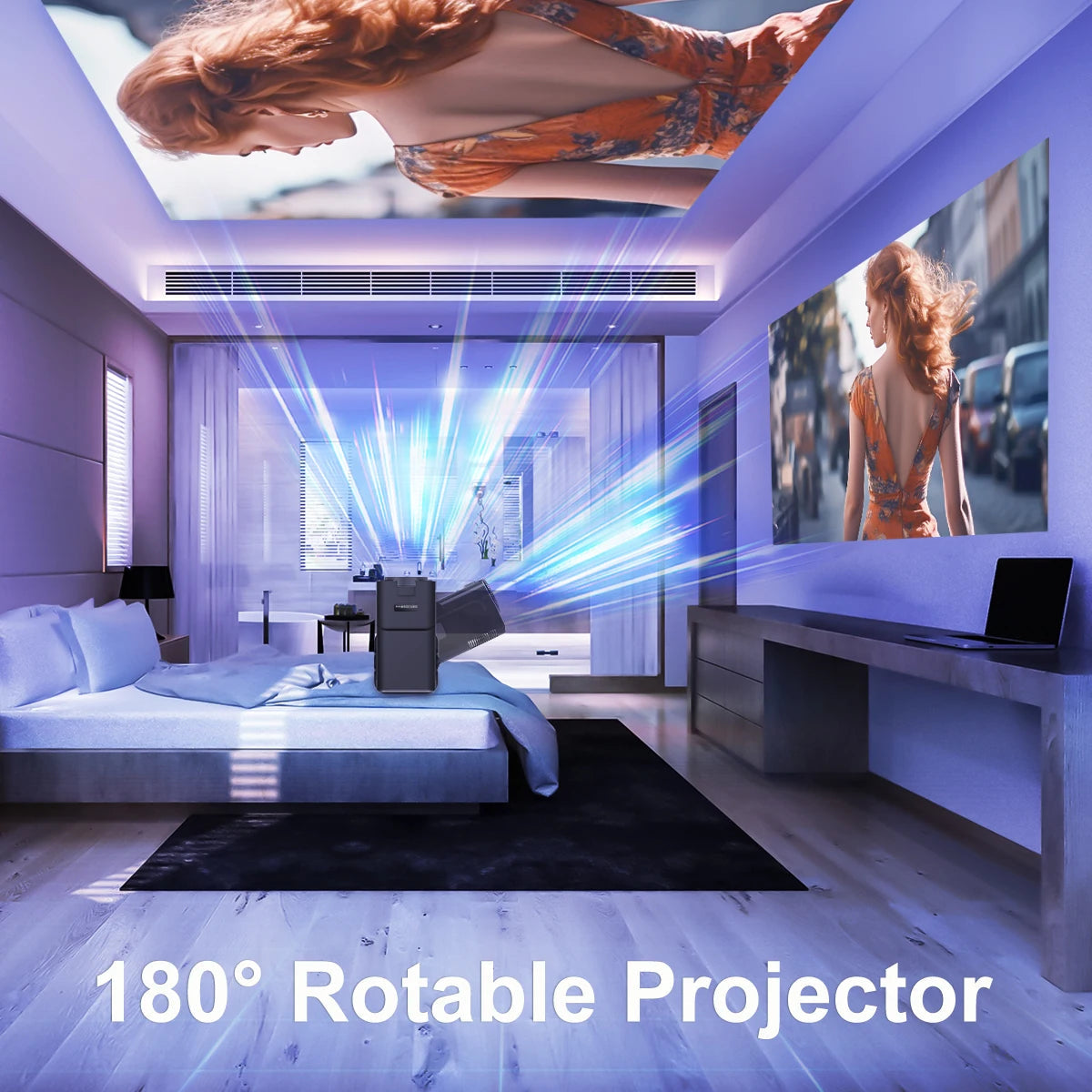 4K Android 11 Projector - Native 1080P, 390 ANSI, WiFi 6, BT 5.0, Portable Cinema